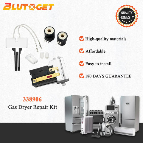 Image of Upgraded Gas Dryer Repair Kit With Igniter And Gas Valve Coils For Whirlpool Kenmore Dryers WP338906 338906