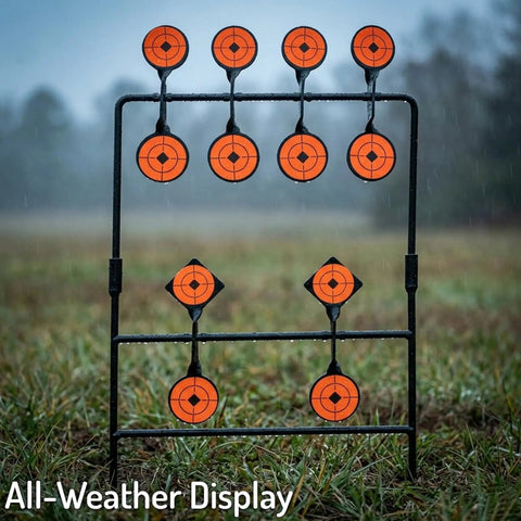 Self Resetting Air Rifle Target With Heavy Duty Metal Frame For Airsoft Rimfire BB Gun Practice weather resistant display