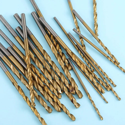 Rock Solid 60 Pc Fully Ground Micro Twist Bits Set Featuring Titanium Coating High Speed Steel For Precision Drilling In Hardwood Metal And Plastic Durable Tool Gear That Gets The Job Done Right Every Single Time, gold HSS drill bits