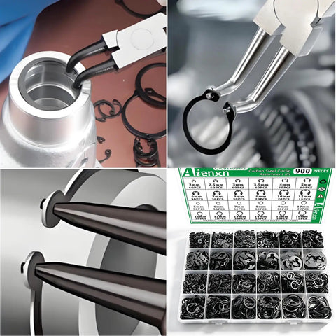 Must Have Snap Ring Kit 900Pcs E Clips And C Clips Assortment Set carbon steel for automotive use
