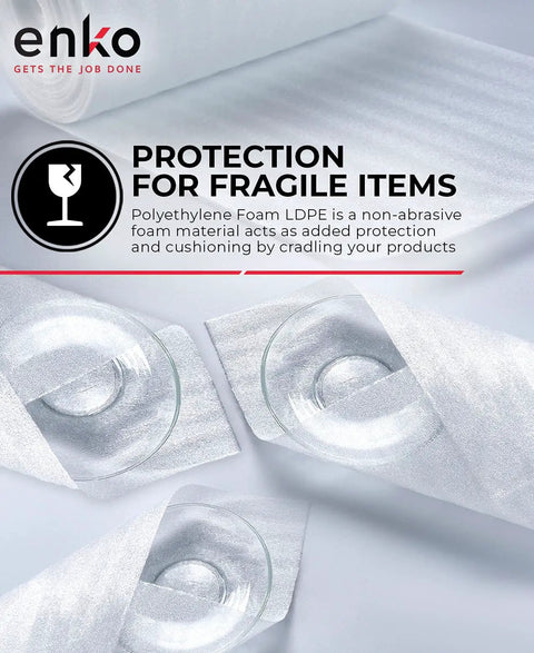 High Density Solid Foam Wrap Roll For Shipping And Moving Delivers Knockout Cushioning For Dishes Glassware And Breakables Comes With Quick Peel Fragile Labels For No Sweat Packing