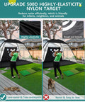 Backyard Driving Practice Net 10x7 Ft With Tri Turf Mat for indoor or outdoor golf training featuring noiseless nylon target pockets.