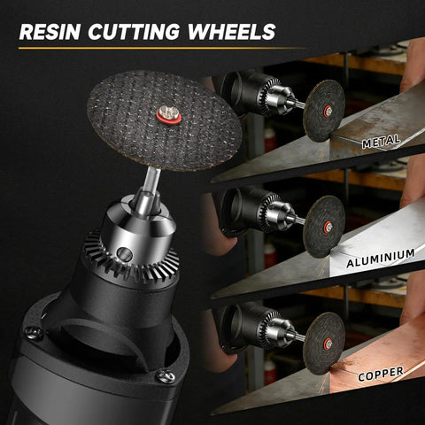 Ultimate 55 Piece All In One Rotary Tool Cutting Wheel Kit cutting metal, aluminum, and copper with resin discs