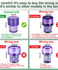 Comparison chart of vacuum filters highlighting the correct 4 Pack V10 Vacuum Filter Replacements For Cyclone Series Fits Right With V10 Absolute V10 Animal V10 Motorhead V10 Total Clean SV12 Replaces Part 96908201.