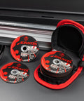 30 Pack 3 Inch Ultra Thin Cut Off Wheels For Cutting Steel INOX Stone And PVC Fits Angle Grinder And Cut Off Tools With Portable Storage Pouch Pro Grade Heavy Duty Reinforcement For Smooth Burr Free Cuts. Close-up view of discs in pouch.