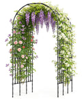 Walk Through Garden Arch Trellis For Climbing Plants Outdoor 3.9x7.9 Feet Steel With PE Coating Weather Resistant adorned with vines and flowers