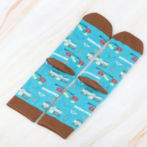 Two Pair Mechanical Engineer Socks For Men And Women Nerdy Fun Engineering Student Gift Comfortable Cotton Blend Durable