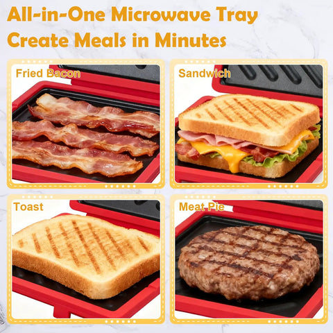 Fast Crispy Microwave Sandwich Maker With Adjustable Silicone Strap making bacon, sandwich, toast, and meat pie
