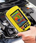 Hand using Pro Grade Thermal Imaging Camera 60x60 Infrared Resolution 3600 Pixels With 2.8 Inch Color Display in engine bay