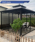 Keep Bugs Out Mosquito Netting For Gazebo Canopy Replacement Screen Walls With Slip Rings Four Door Zipper Easy Install Black Net Only 12x12 Feet Universal Fit For Most Gazebos showing installed on gazebo