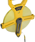 Open Reel Fiberglass Tape Measure 330 Feet Hi Viz Yellow with Rugged ABS Frame and Comfortable Rubber Grip Dual Scale