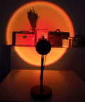 Sunset Lamp With Remote LED RGB Projection Night Light For Mood Lighting And Home Decor Multicolor Sunset Glow showcasing a vibrant orange circle on wall