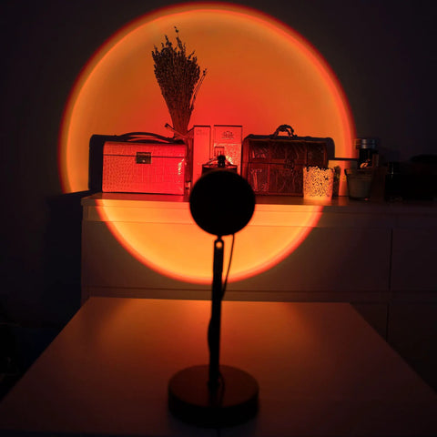 Sunset Lamp With Remote LED RGB Projection Night Light For Mood Lighting And Home Decor Multicolor Sunset Glow showcasing a vibrant orange circle on wall