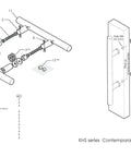 Assembly diagram of Double Sided Ladder Style Push Pull Stainless Door Handle for steel, aluminum, and glass doors.