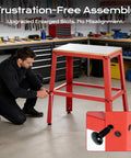 Man assembling Beefy Heavy Duty Tool Stand for Planer, Drill Press, Saws and Grinders, 700 Lb Capacity, 30 Inch Work Height