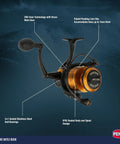 Spinfisher VII 3500 Saltwater Spinning Reel With IPX5 Seal Tough Aluminum Spool Left Right Handle Position HT-100 Front Drag