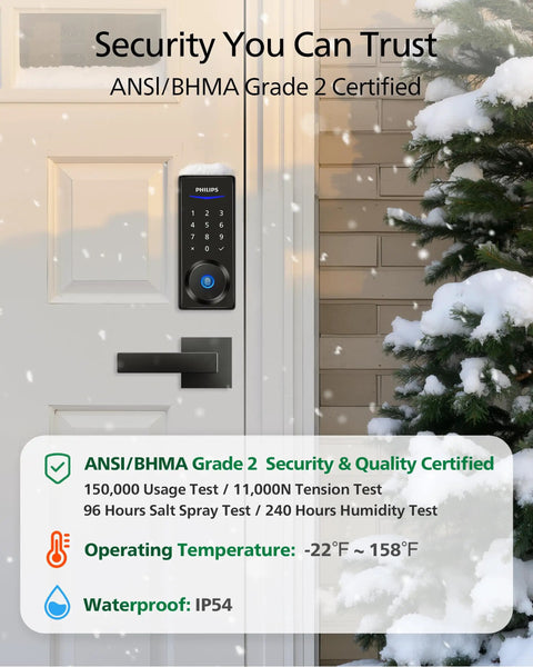 Ditch The Keys Fast Fingerprint Keyless Entry Door Lock With Glare Resistant Touchscreen Keypad Instant Auto Lock Extended Battery And One Time Visitor Code In Matte Black