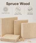 Spruce wood blocks on a light background, showcasing high-density, good quality material for Heavy Duty 80 Inch Double Bifold Barn Door Hardware Kit With Super Slick Spring Steel Tracks And Smooth Glide Rollers For Rustic Spruce Wood Closet Doors.