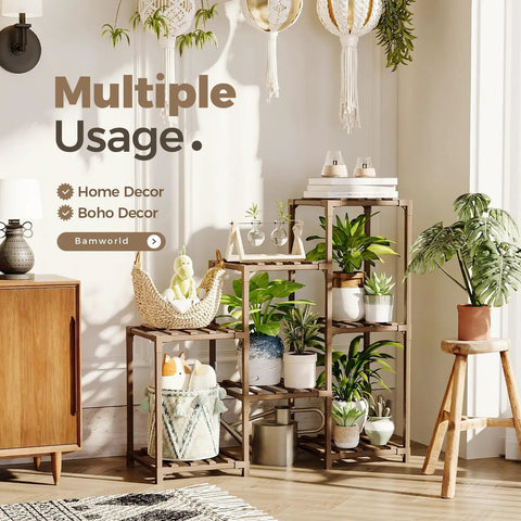 Sturdy Pine Wood Plant Stand And Versatile Ladder Shelf Ideal For Indoors Or Outdoors Multi Tier Pot Rack Helping Plant Parents Display Their Leafy Collection With Zero Hassle And Cool Vibe