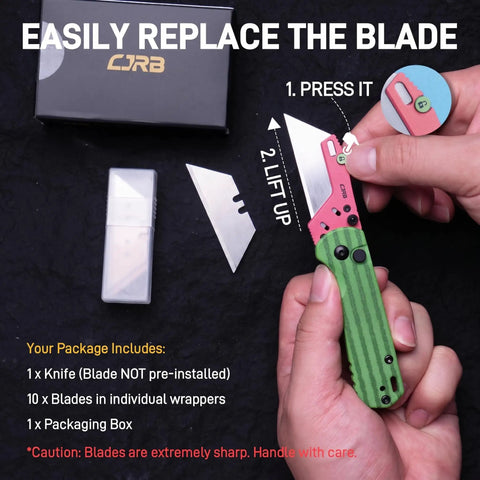 Slick Folding Utility Knife With Foolproof Toolless Blade Swap And Solid G10 Handle being used to replace a blade.