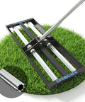 Heavy Duty Lawn Leveling Rake With Aluminum Rollers 40x10 Inch Adjustable Handle 27 To 80 Inch Stainless Steel Ground Leveler