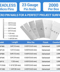 Pro Quality 23 Gauge Pin Nails 1 3/8 Inch Galvanized Micro Headless Pins Fits All Standard Nailers product specifications and sizes.
