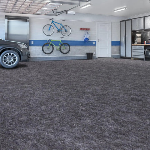 Oversized Garage Floor Mat For Under Your Car, 8.8 By 22 Feet, Grippy Non Slip Waterproof Oil Absorbent Parking Mat shown in garage