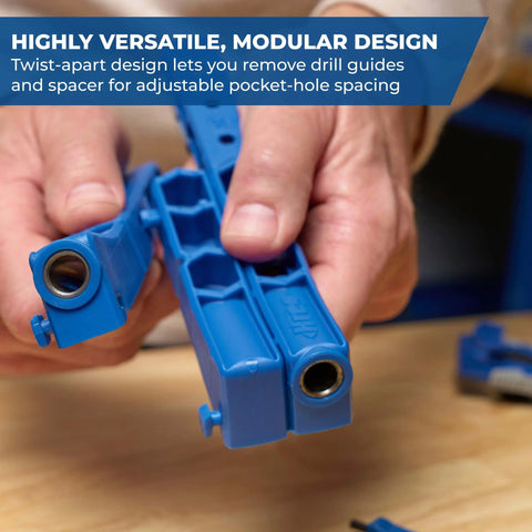 Close-up of adjustable drill guides on Pocket Hole Jig 320 Compact And Durable For Tight Spaces Delivers Rock Solid Joints.
