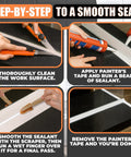 4 Piece Caulking Tool Set For Silicone Sealant And Grout With DIY Friendly Pro Grade Finish in step-by-step usage guide