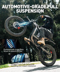 Heavy Duty Kickass 9000W Peak Motor Electric Dirt Bike showcasing automotive-grade full suspension and wheelie action.