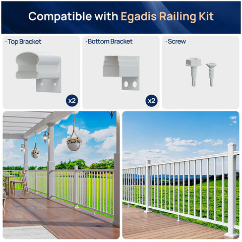 4 Pack Aluminum Deck Railing Brackets For A Fixed Railing System, White Outdoor Textured Powder Coat Finish, Durable Modular Rail Connectors For Decks, Porches, And Balconies, Rust Resistant, No Fuss Easy Install, Weather Resistant