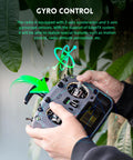Pro Grade ELRS FPV Radio Transmitter With OpenTX EdgeTX Support CNC Hall Gimbals held by a person, showing control details