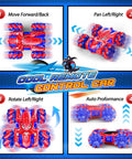 Double Sided Remote Control Car With 360 Degree Rotating Stunt Action Realistic Front And Tail Lights Two Sided Driving instructions