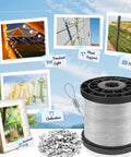 Heavy Duty Stainless Steel Wire Rope Kit 400 Ft Long 1/32 Inch Cable With 100 Aluminum Sleeve Stops for string lights, clotheslines.