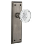 Double Dummy Door Set With Crystal Meadows Knob On New York Plate Surface Mounted Antique Pewter Finish Lead Free Crystal Brass Backplates