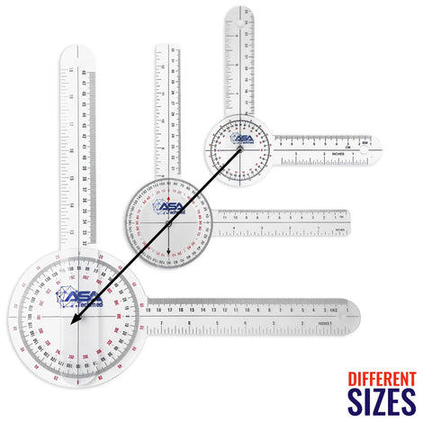 Six Piece Spinal Goniometer Set With 360 Degree Protractor And Finger Goniometer, The Go To Tool For PTs And Rehab Pros, Includes 12 8 And 6 Inch Angle Rulers For Medical Range Of Motion Assessment