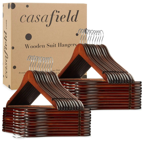 40 Walnut Wooden Suit Hangers With Notches And Chrome Swivel Hook For Suits Coats Jackets Pants Shirts Skirts Premium Lotus Wood