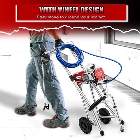 Professional Airless Paint Sprayer Pumping 3300 Psi And 0.47 GPM Flow Rate with wheeled design for easy mobility.