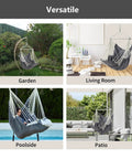 Heavy Duty Hanging Hammock Chair Swing with Footrest for Outdoor Patio Porch Lounge Up to 500 lbs, in various settings
