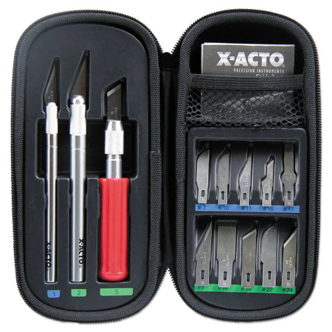 Workhorse Craft Knife Set With Three Knives And Thirteen Blades In A Soft Carry Case Built For Arts And Crafts And Pro Level Cutting Tasks