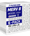 MERV 8 Pleated Air Filter 25x25x2 6 Pack For Your AC And Furnace Dust And Allergy Control Electrostatic Filtration Made In USA