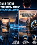 Portable Moving Billboard Backpack For Street Ads And Mobile Promotions Ultra Bright Hella Daylight Visible Lcd Screen Android Powered Gear For Small Business Hustlers showing mobile phone sync and streaming.