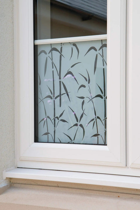 Privacy Window Film Bamboo Pattern Reusable Static Cling For Glass Surfaces Easy Peel And Reposition No Mess Install Stick On Style
