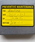 2x3 Inch Preventive Maintenance Sticker Set 200 Pcs Black Yellow Labels For Machines showing maintenance schedule details.