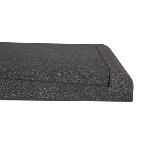 Close-up of Pair Of Small Studio Monitor Isolation Pads With Removable Angled Inserts For 5 Inch Monitors Foam Speaker Cushions