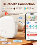 Gotta Love This Straight Up Compact Bluetooth Label Printer With Self Adhesive Tape Wireless Thermal Mini Label Maker showing Bluetooth connection and smartphone app pairing.