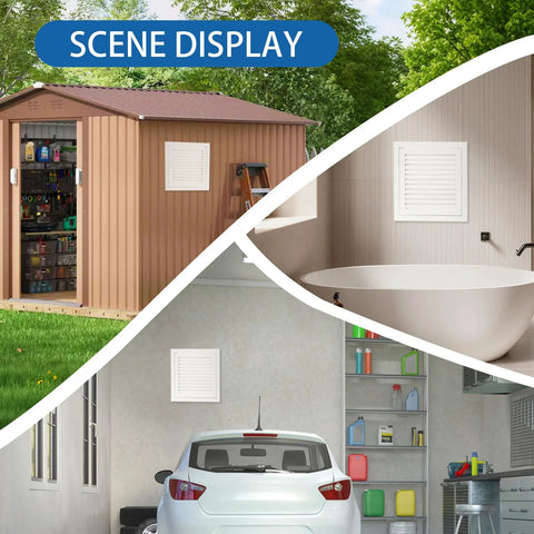 White aluminum access panel for drywall with vent; 13.5 x 13.5 in outer, 12 x 12 in opening