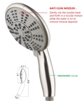5 Inch Anti Clog High Pressure Dual Shower Head With Handheld Spray, ergonomic handle, anti-clog nozzles, brushed nickel