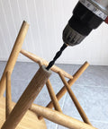 Drilling hole in wooden chair leg for 4 Pack 1 Inch Threaded Felt Furniture Glides With One Quarter Inch Adjustable Leveling Feet For Wood Tile Laminate Floors Tan Includes Threaded Inserts Tough Build For Heavy Use And Quiet Smooth Glide On All Floor Surfaces.