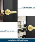 Six Pack Keyed Alike Entry Door Locks With Gold Door Handles For Indoor Or Outdoor Use Heavy Duty Front Door Levers Installation